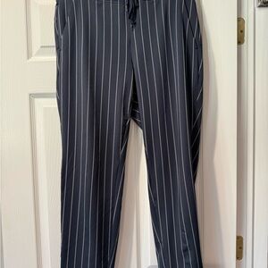 Athleta Women's Blue Striped Midtown Ankle Pant, Navy Pinstripe